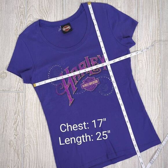 Vintage Harley Davidson Women’s Small Purple Pink Embellished Shirt Short Sleeve - Picture 7 of 7